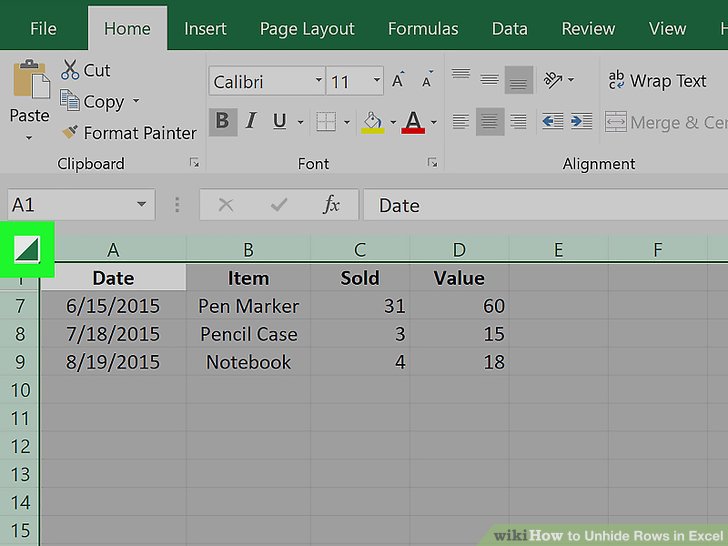 3 Ways To Unhide Rows In Excel Wikihow