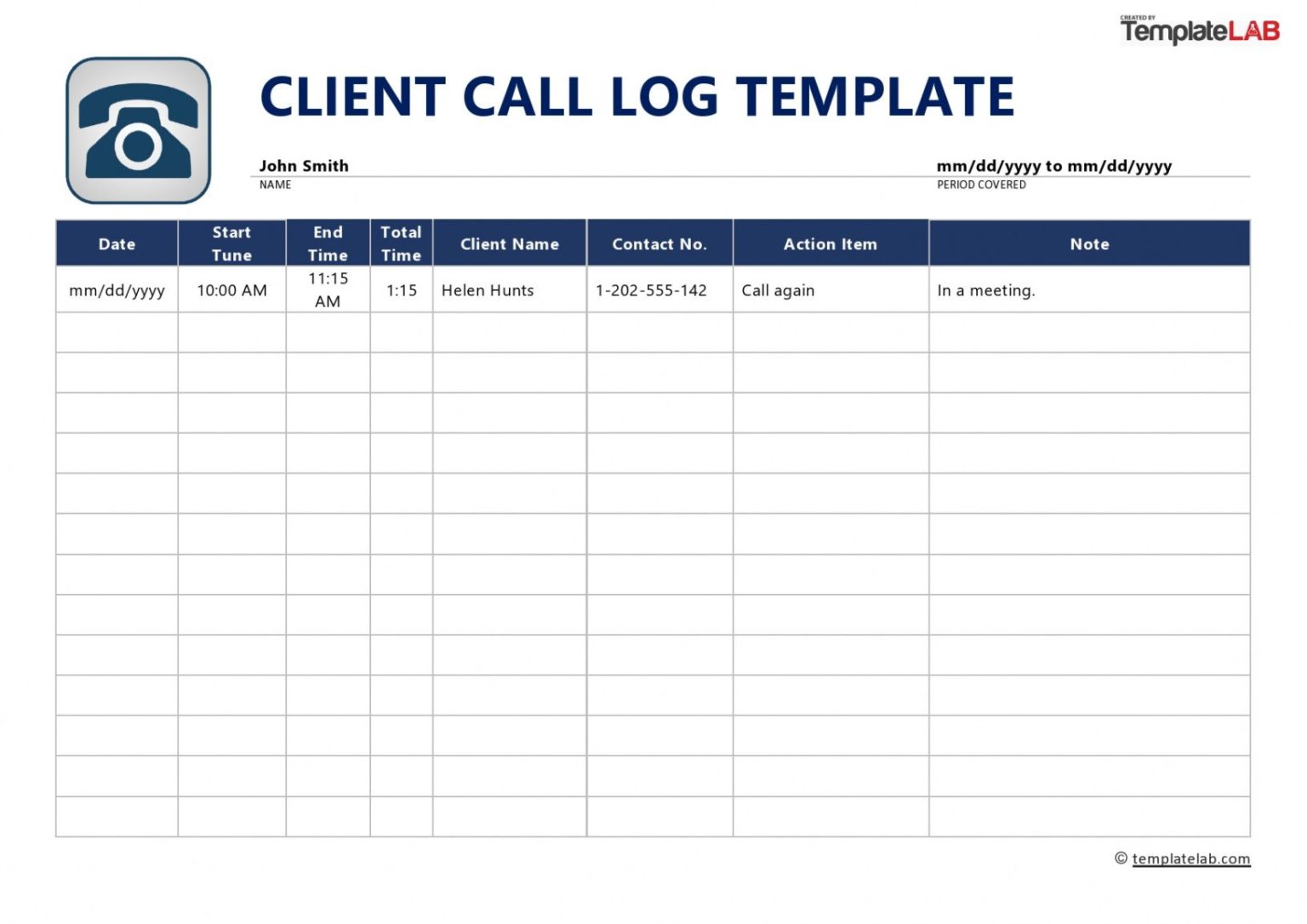 40 Printable Call Log Templates Word Excel Pdf Templatelab