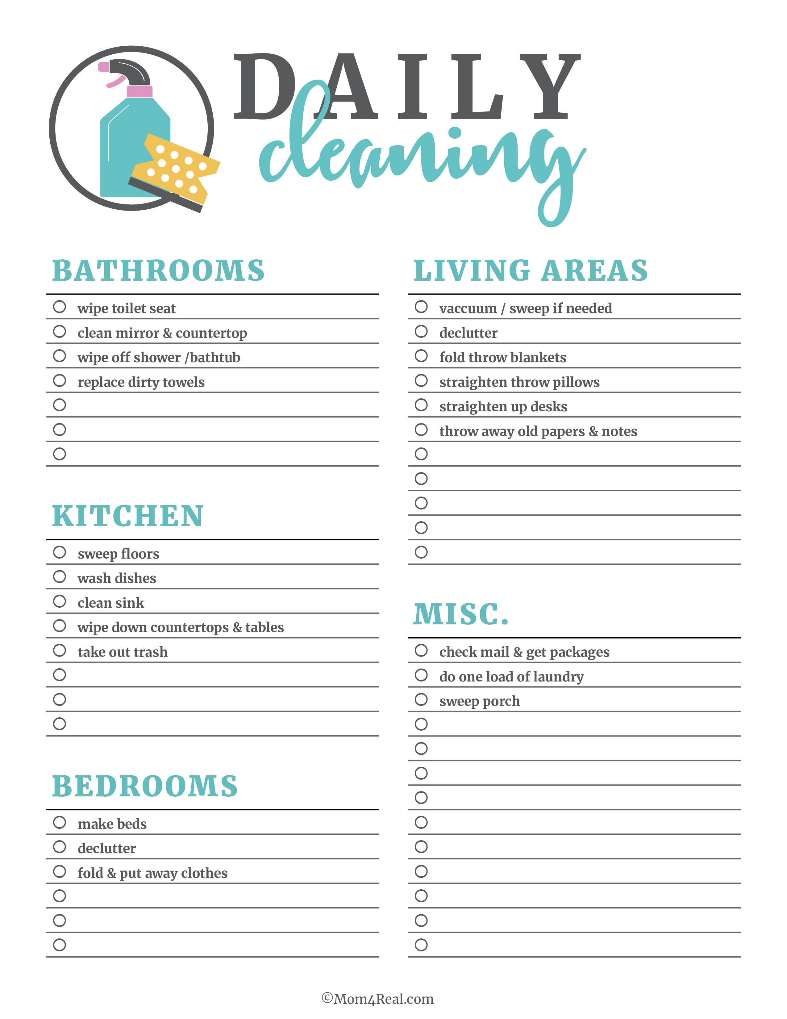 40 Printable House Cleaning Checklist Templates Templatelab