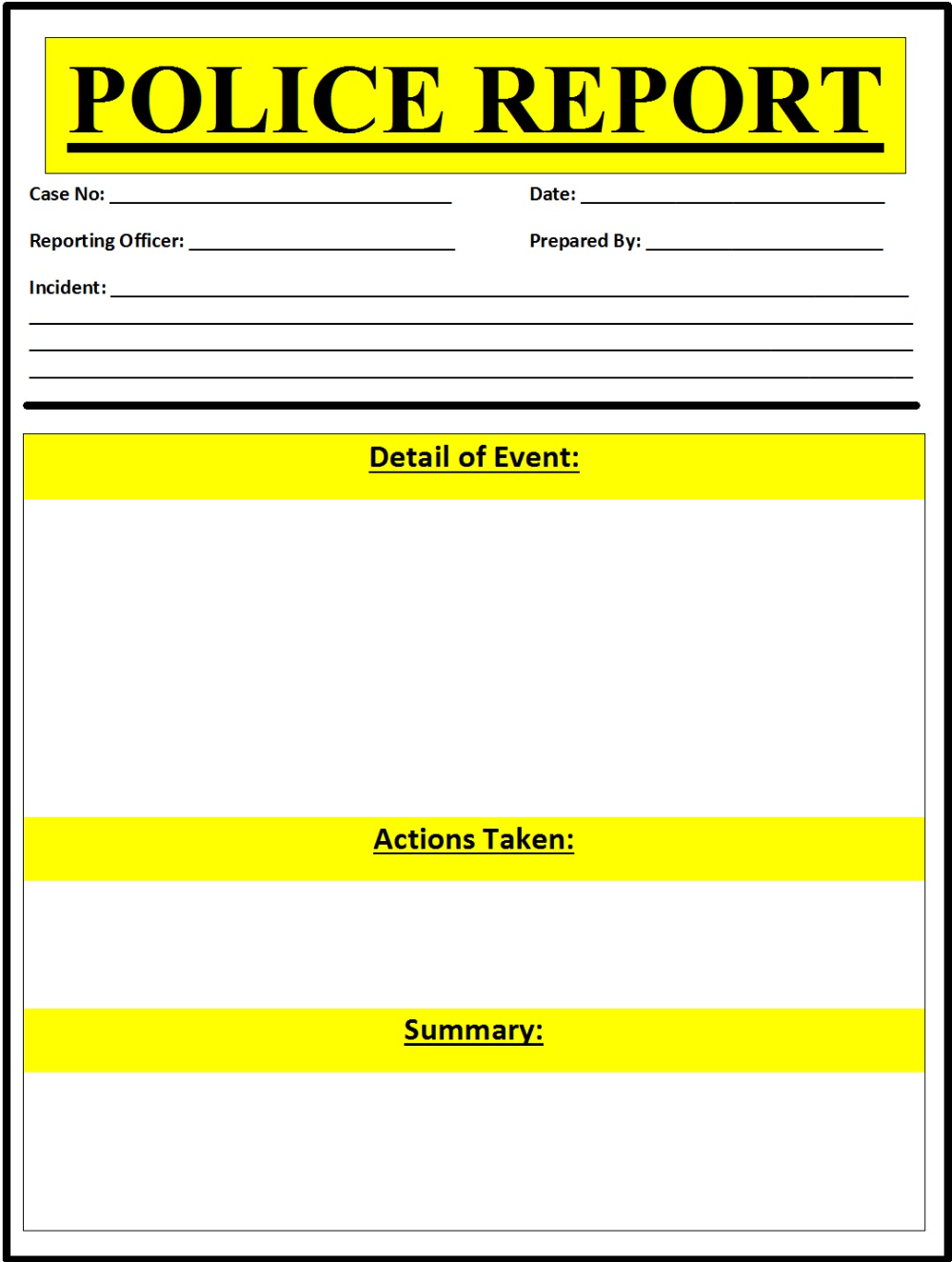 5 Police Report Templates Excel Pdf Formats