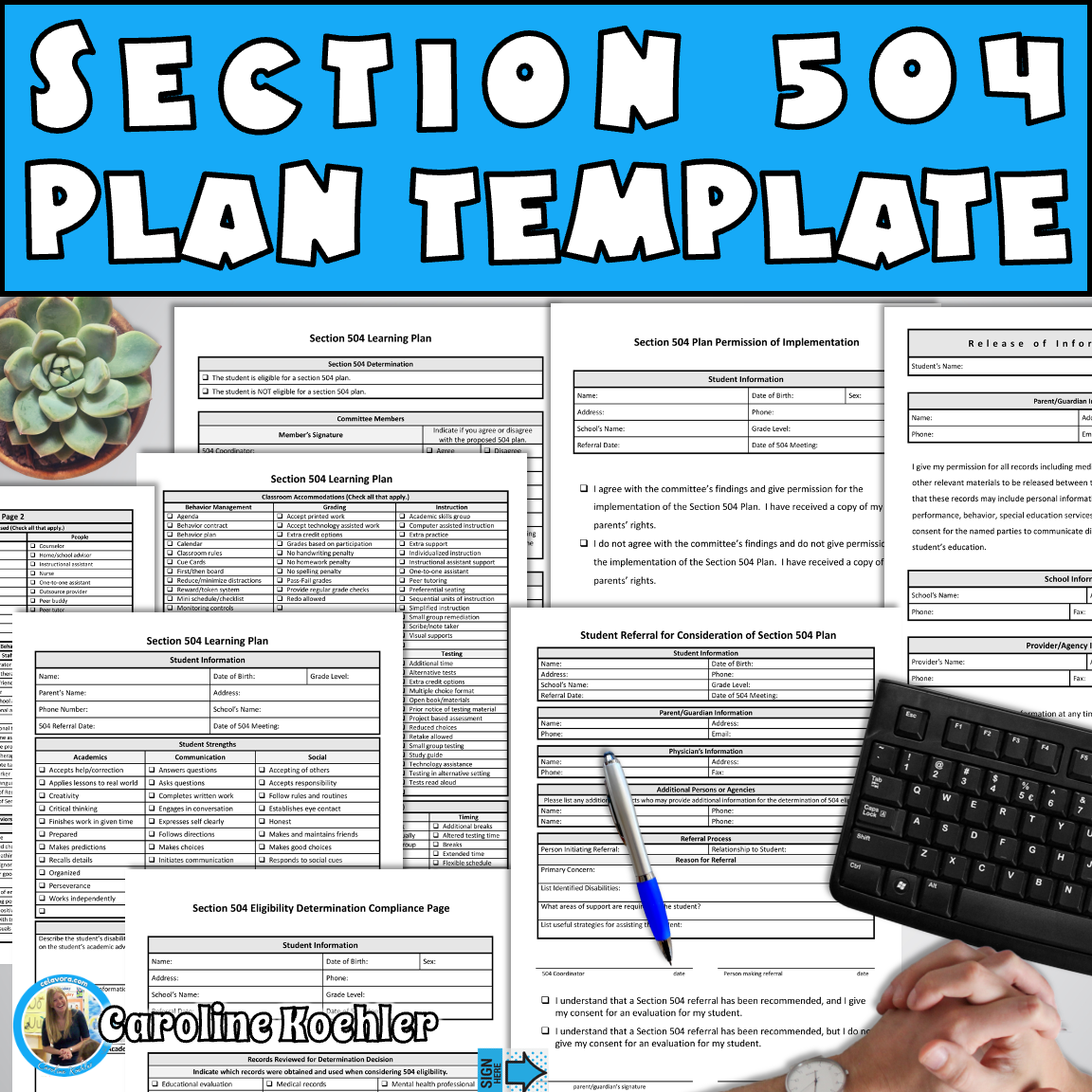 504 Plans In Schools Template With Accommodations Sped Behavior