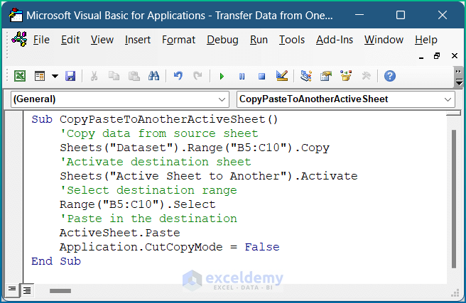 7 Effective Methods To Transfer Data From One Sheet To Another In Excel Using Macros