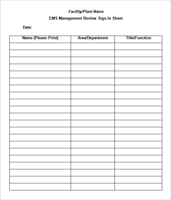 91 Sign In Sheet Templates Doc Pdf