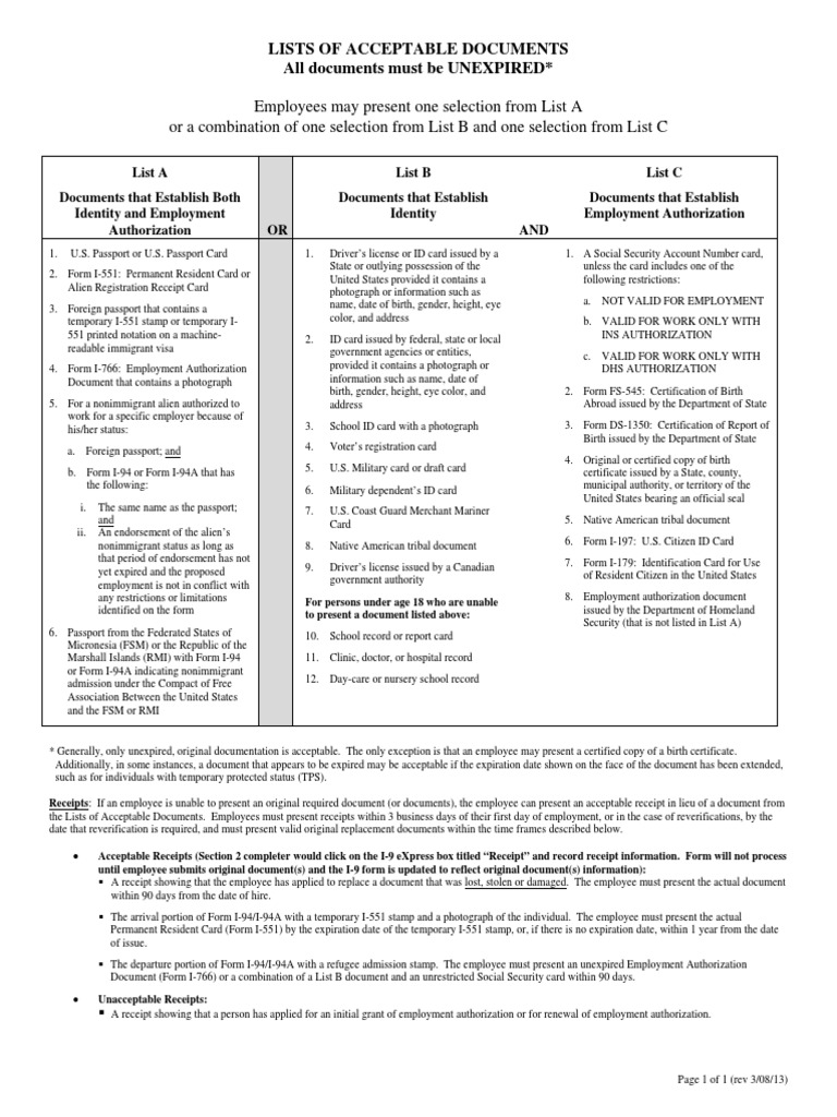 Acceptable Documents For A Real Id Compliant Acceptable Documents