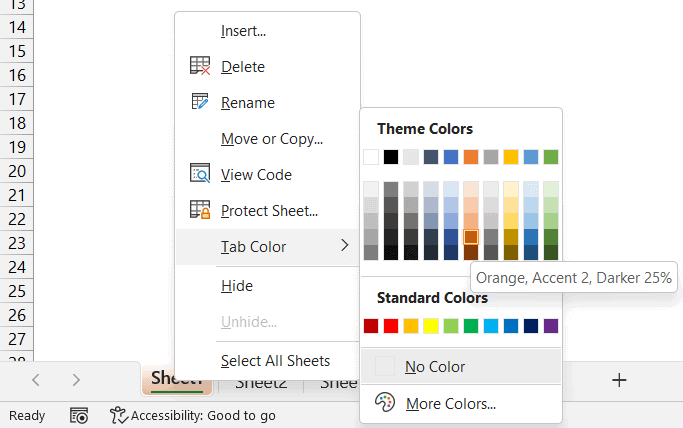 Add A Background Color To A Sheet Tab Excel