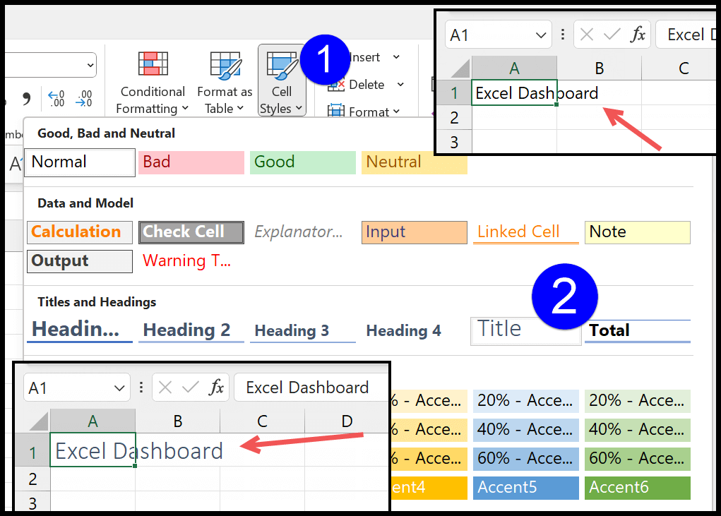 Add Title To A Worksheet In Excel Title Style