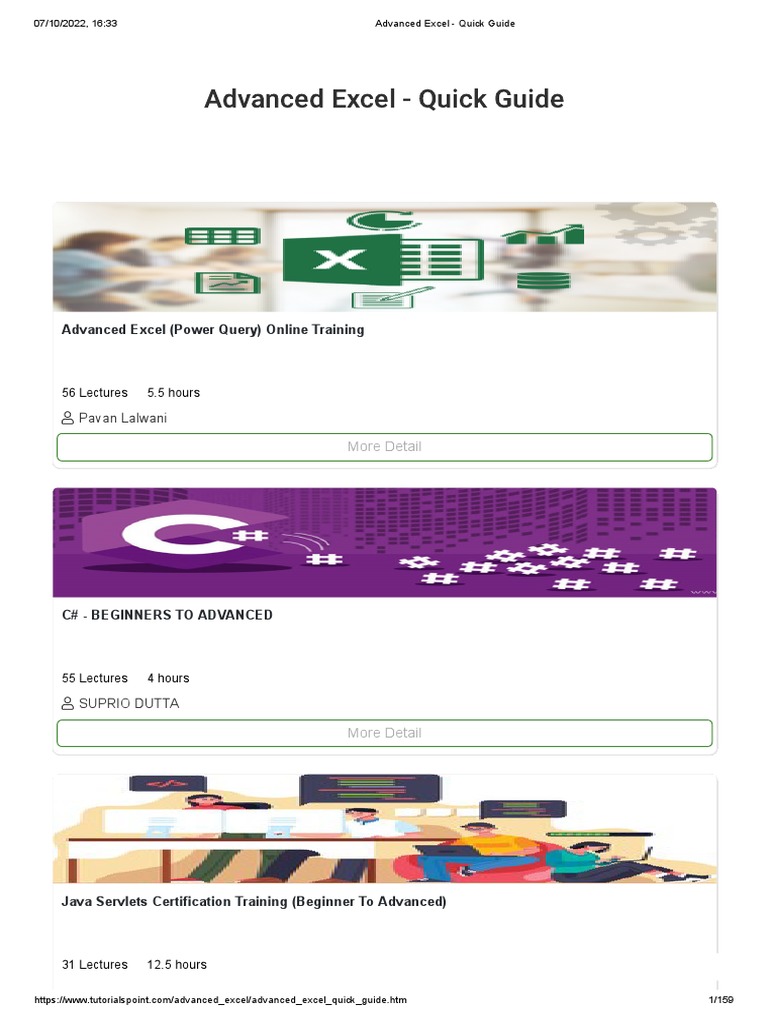 Advanced Excel Quick Guide Pdf