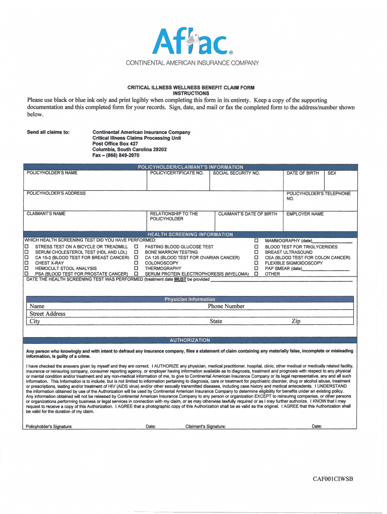 Aflac Critical Illness Claim Form Fill Out Sign Online Dochub