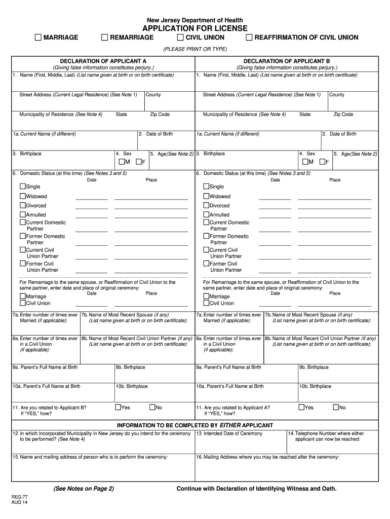 Application For Marriage License Form Sample Fill Out Sign Online