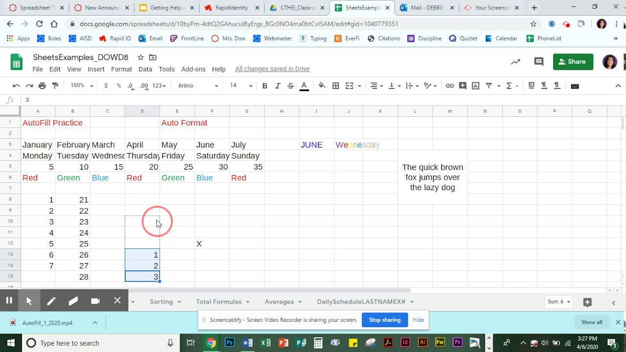 Autofill Excel And Other Spreadsheets Youtube