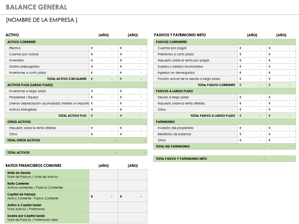 Balance General Plantilla En Excel Balance General Estados Financieros Plantillas Excel