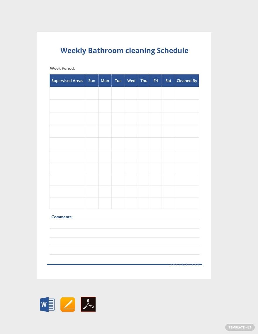 Bathroom Cleaning Schedule Template