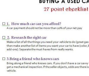 Best Used Car Buying Tips Guides Checklist