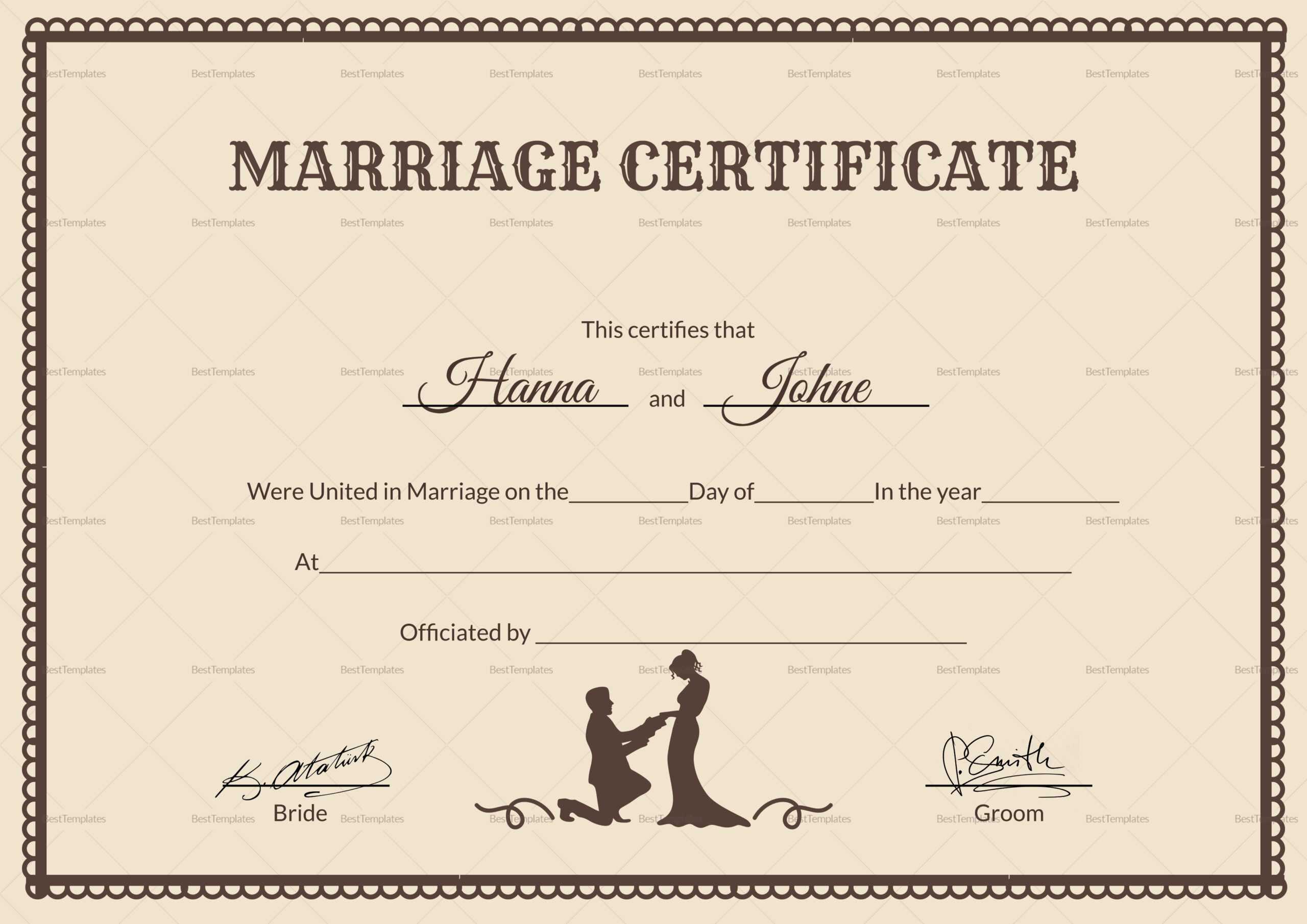 Blank Marriage Certificate Template Business Fromgrandma Best