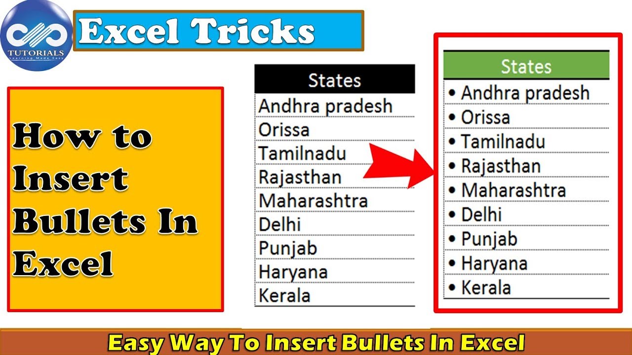 Bullets In Excel How To Insert Bullet Points In Excel