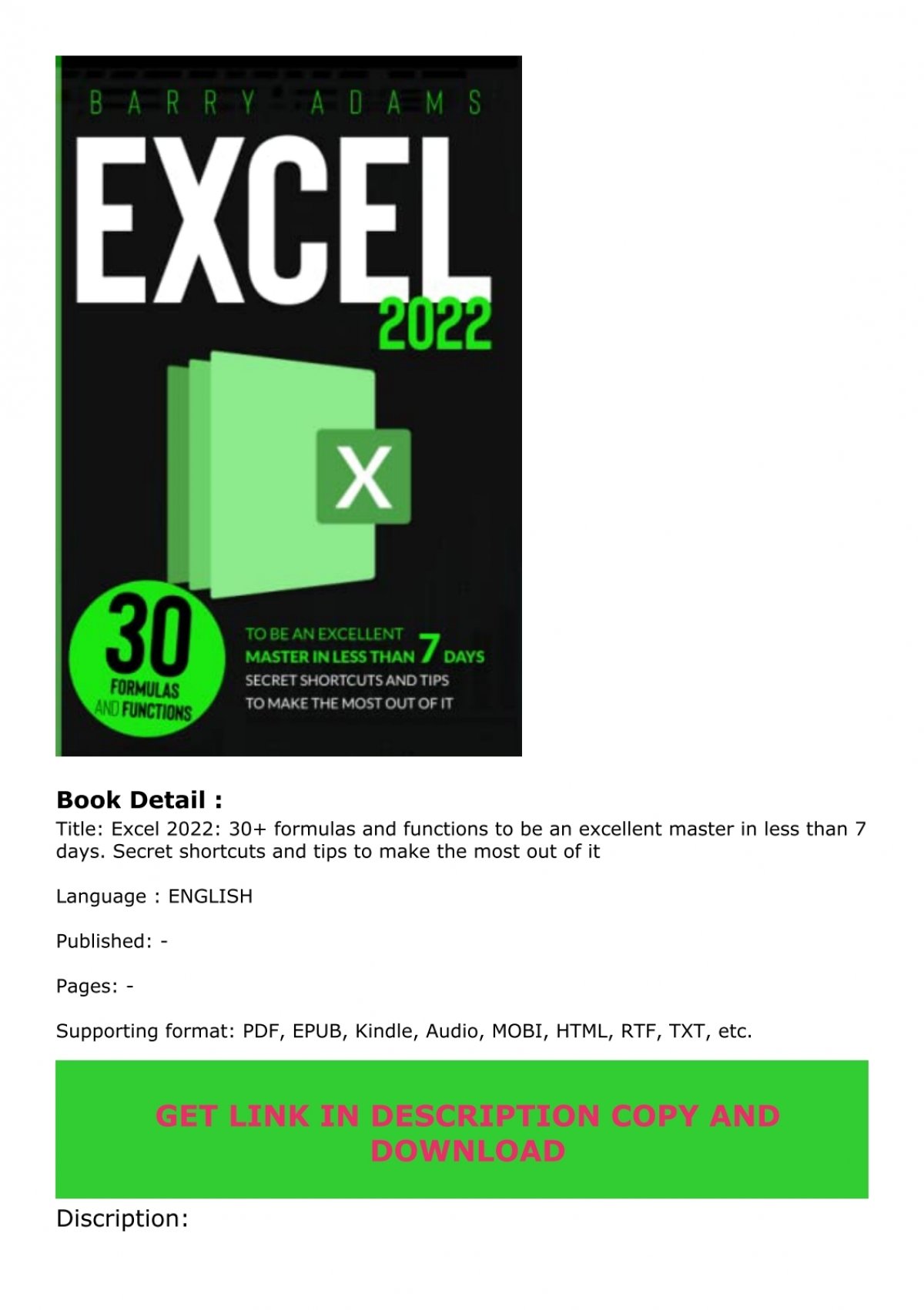 Buy Excel 2022 The Ultimate Guide For Beginners To Master Excel Functions And Formulas In Less