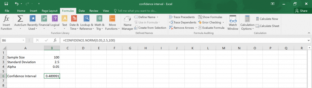 Calculate Confidence Interval In Excel