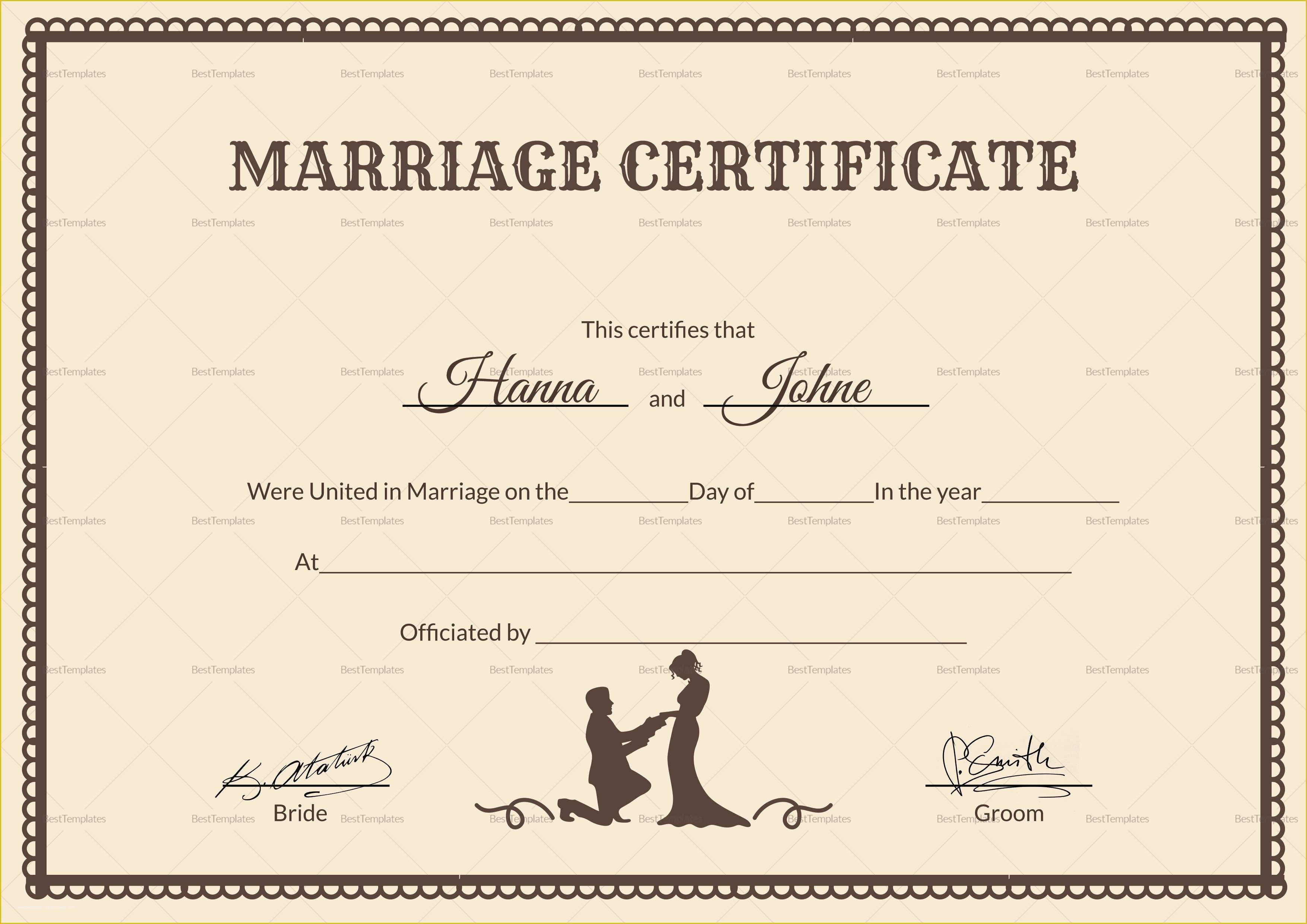 Classic Marriage Certificate Design Template In Psd Word