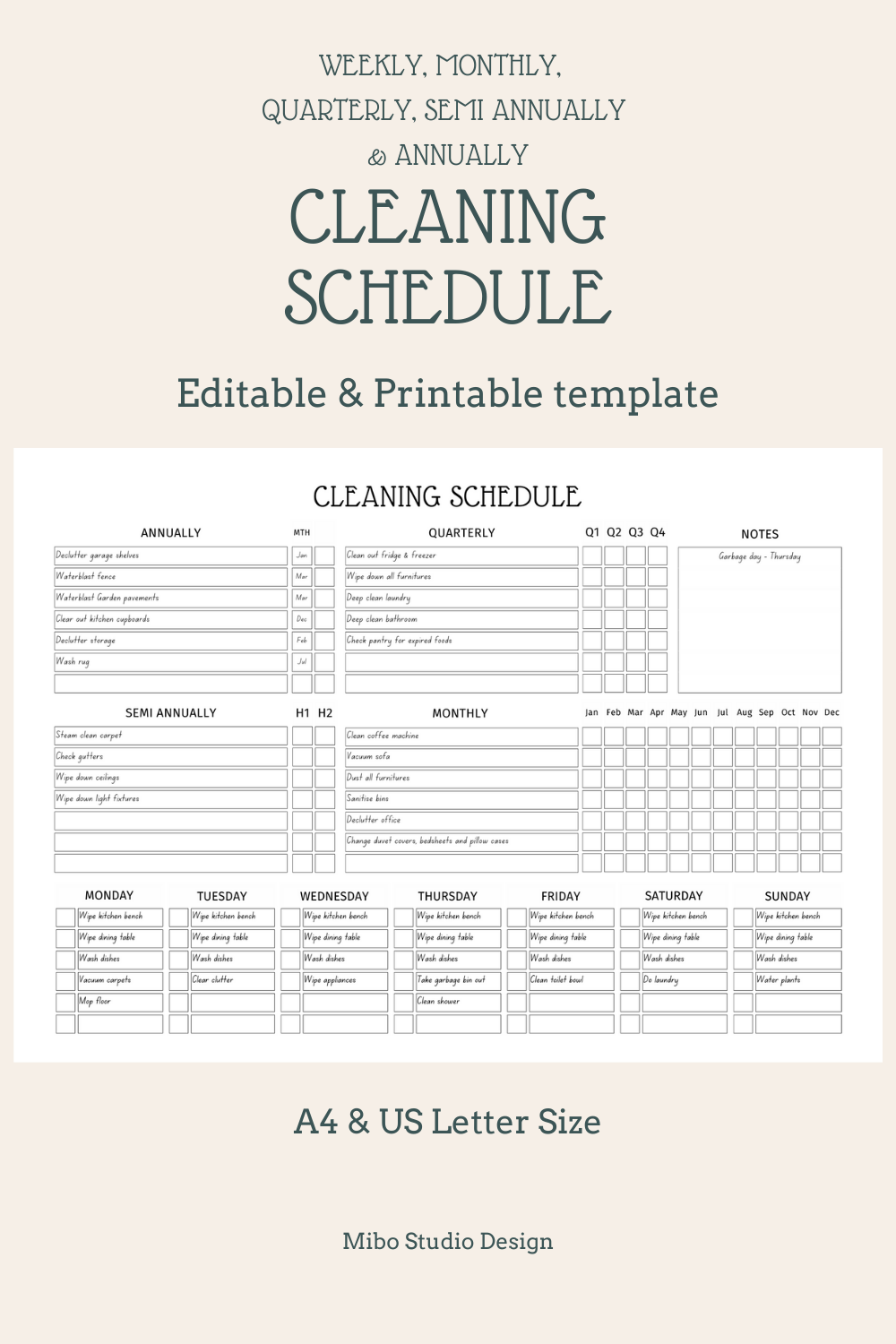 Cleaning Schedule Weekly Daily Routine Cleaning Checklist Chore