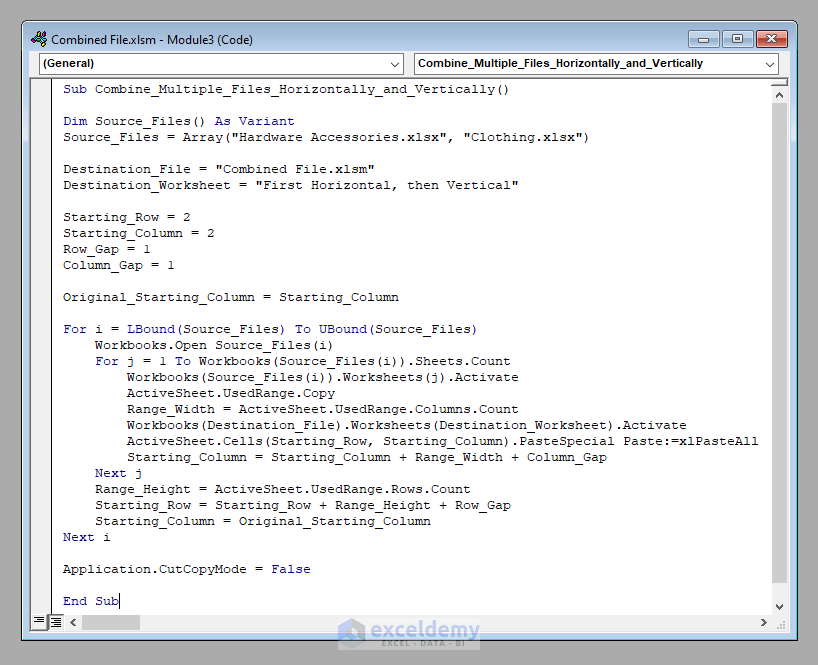 Combine Excel Files Into One Worksheet