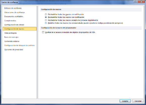 Configuraci N De Seguridad De Macros Excel Total