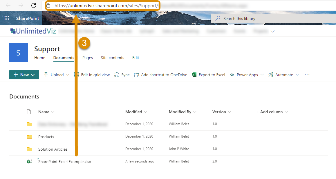 Connecting An Excel Document Using Sharepoint Support