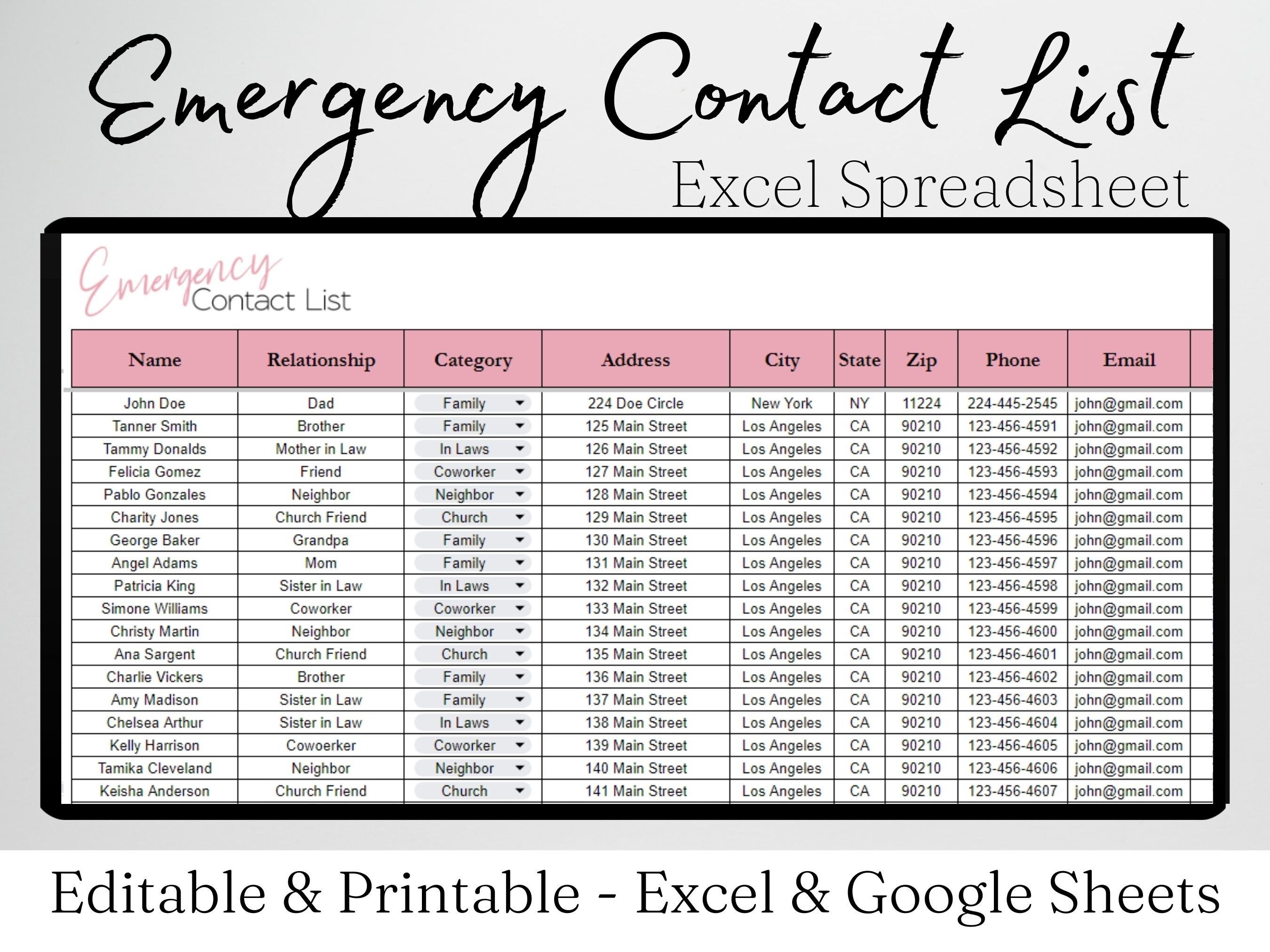 Contact List Template In Excel Free To Download Easy To Print