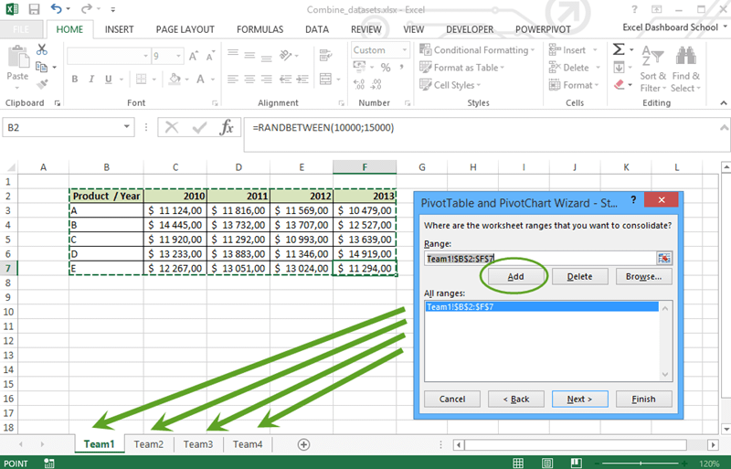 Create A Pivot Table In Excel 2010 Using Multiple Worksheets Cabinets