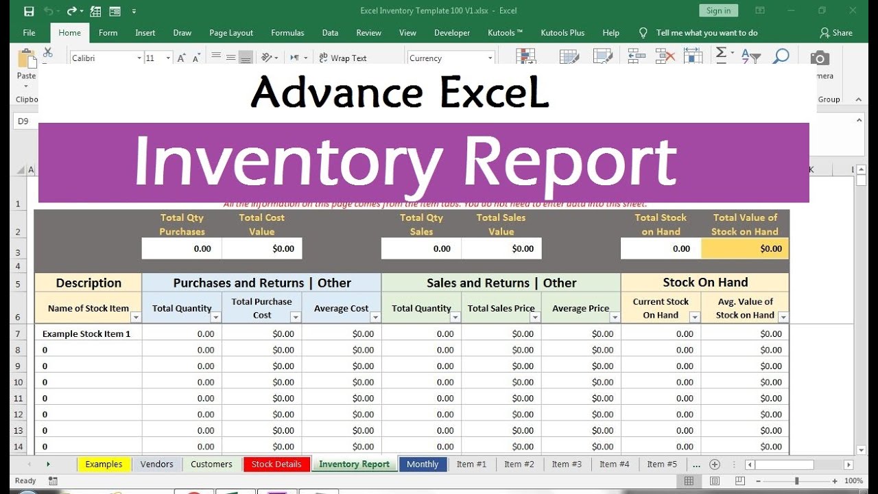 Create An Inventory Management Template In Excel With Formula