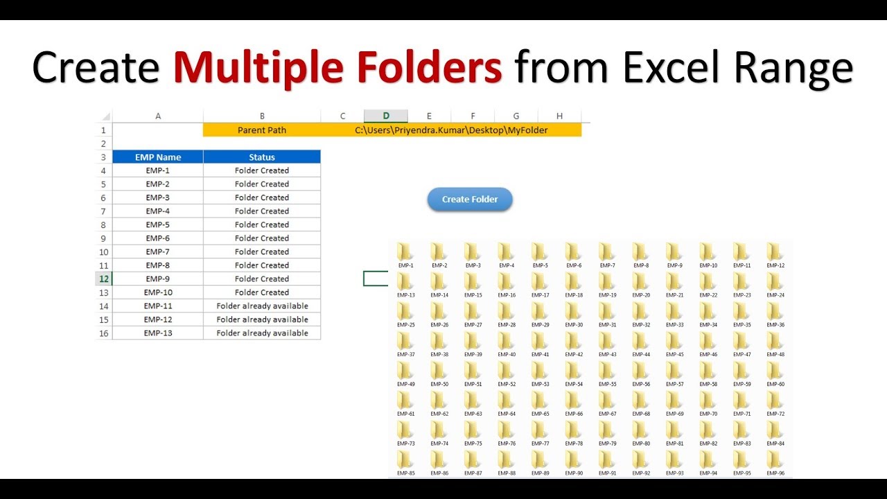 Create Multiple Folders From An Excel List Youtube