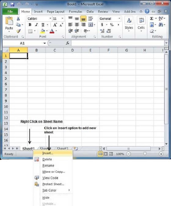 Create Worksheet In M S Excel