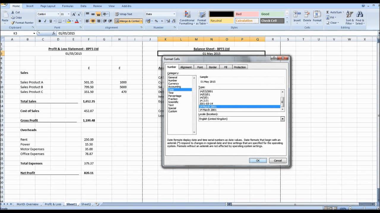 Creating Management Accounts Using Excel 1 Intro Youtube