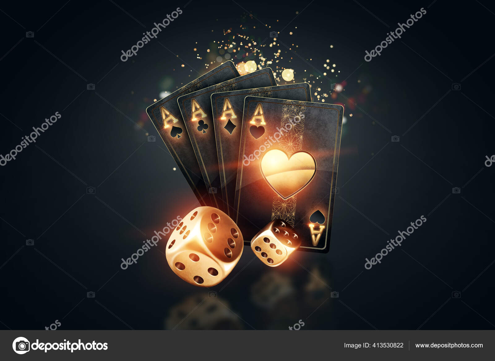 Creative Poker Template Background Design With Golden Playing Cards