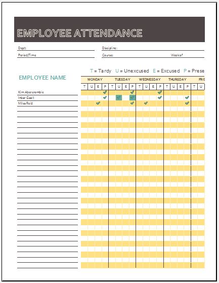 Daily Attendance Sheet For Employees In Excel Excel Templates