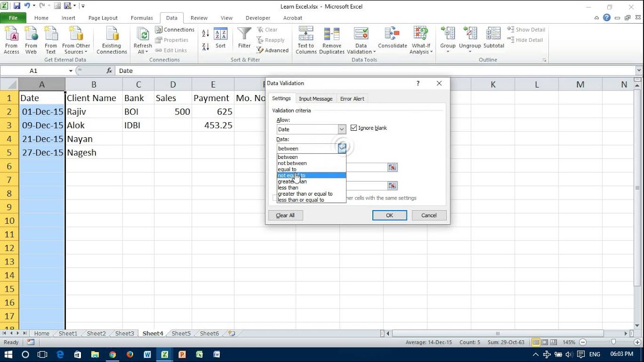 Data Validation In Excel How To Validate Cells Youtube