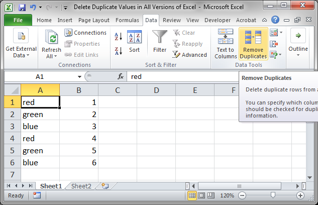 Delete Duplicate Values In All Versions Of Excel Youtube