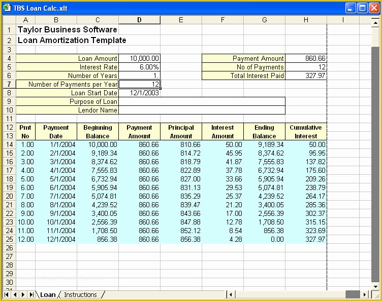 Download Loan Amortization Excel Template Exceldatapro