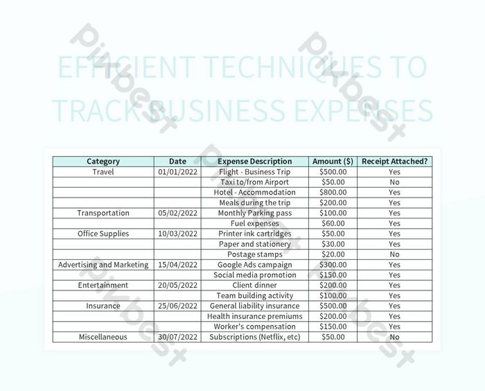 Efficient Techniques To Track Business Expenses Excel Template And