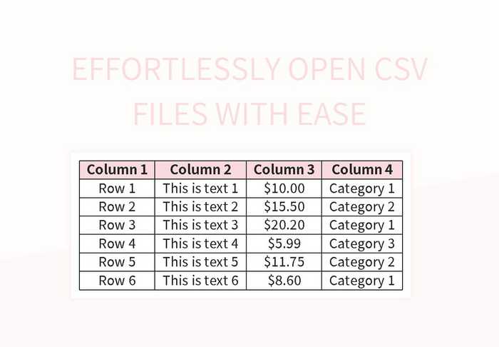 Effortlessly Open Csv Files With Ease Excel Template And Google Sheets File For Free Download