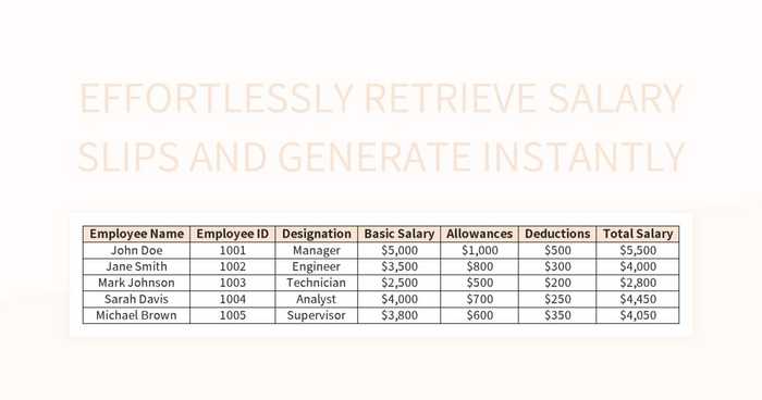 Effortlessly Retrieve Salary Slips And Generate Instantly Excel