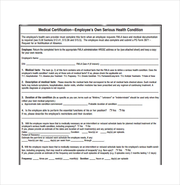 Employee Fmla Forms Printable