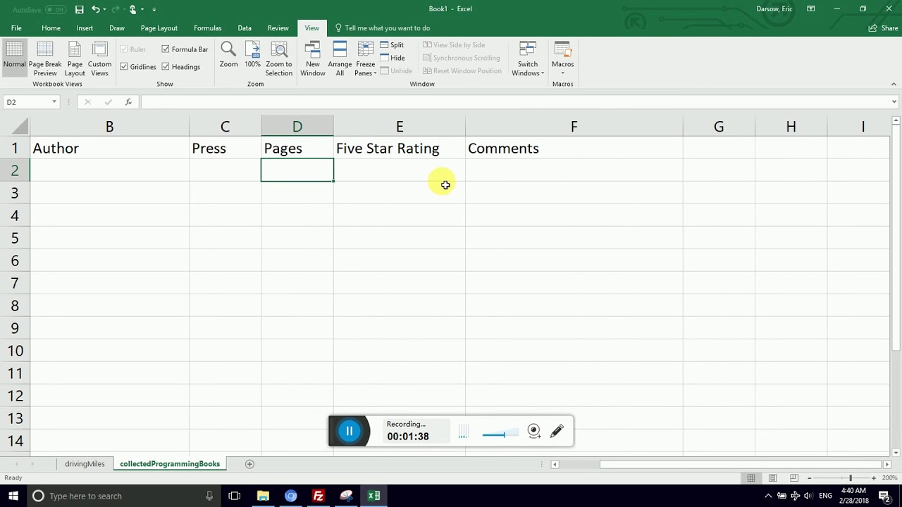 Entering Text To Create Spreadsheet Titles Youtube