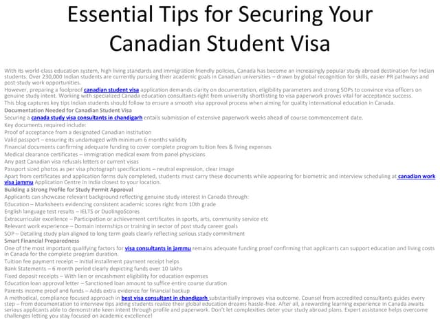 Essential Tips For Securing Your Canadian Student Visa Pptx