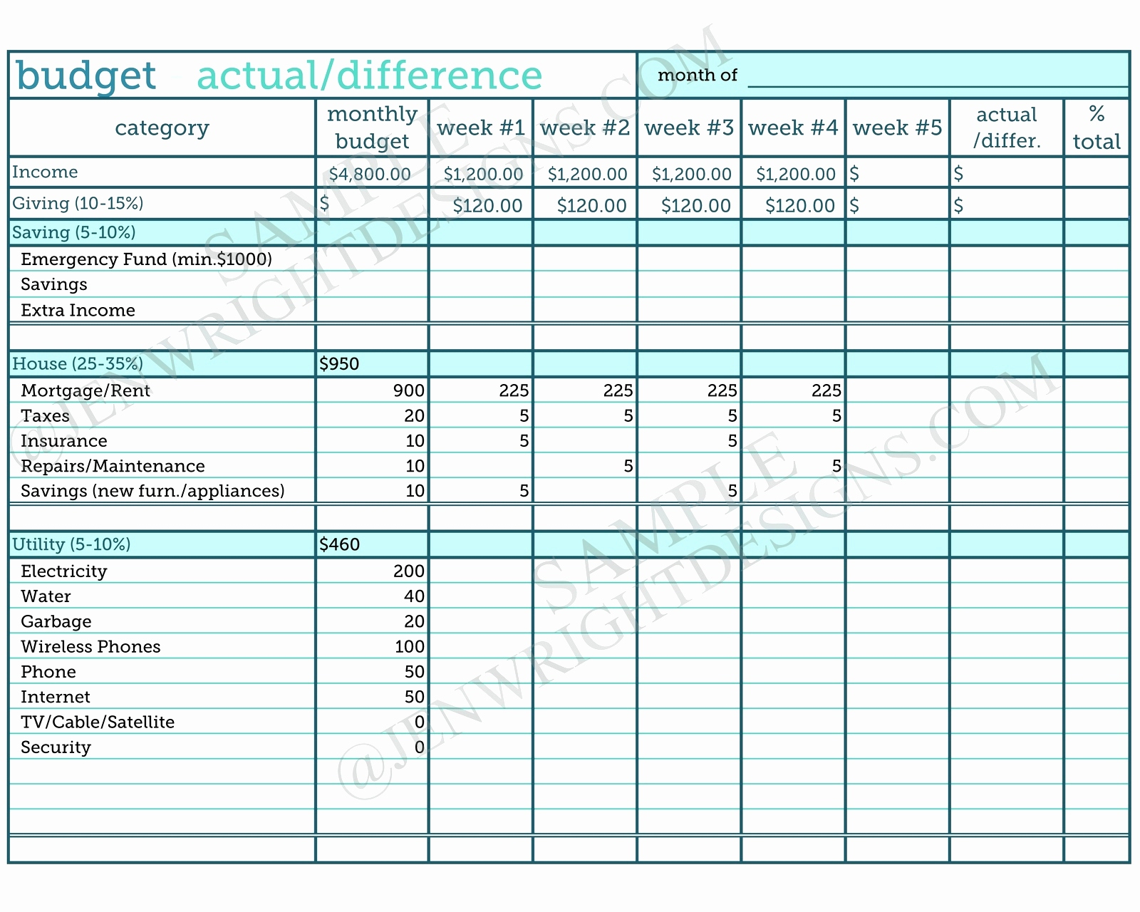 Example Of Monthly Budgeting Spreadsheet Sample Budget Excel With