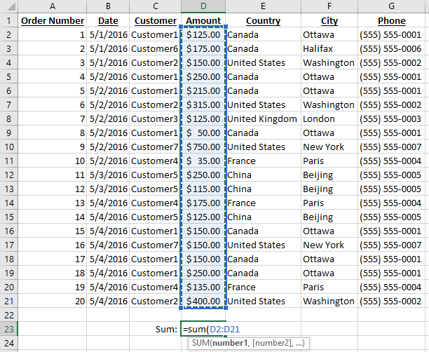 Excel 2013 Five Basic Functions Sum Average Min Max And Count