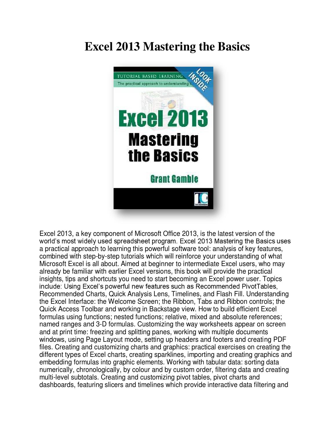 Excel 2013 Mastering The Basics By Best Books Issuu