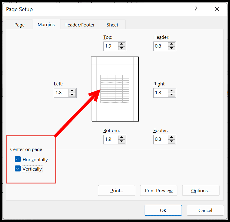 Excel Center Worksheet Horizontally