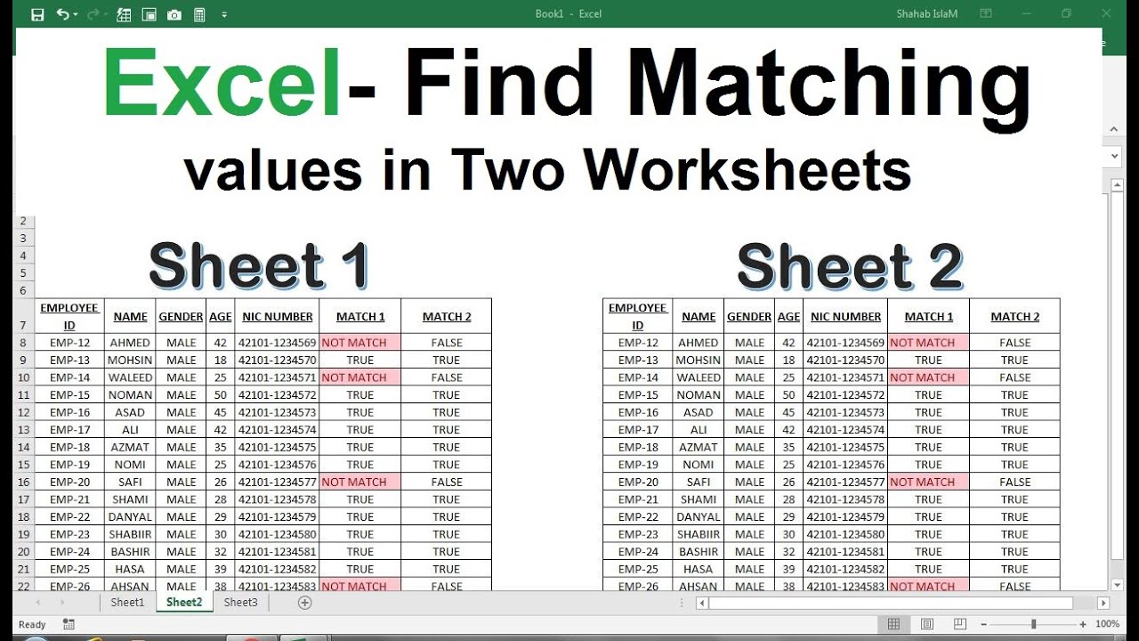 Excel Compare Two Worksheets For Matches