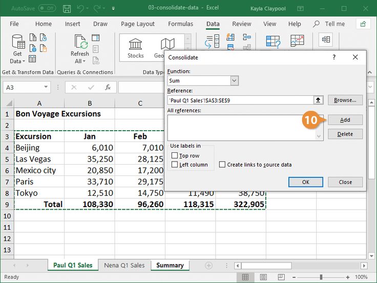 Excel Consolidate Customguide