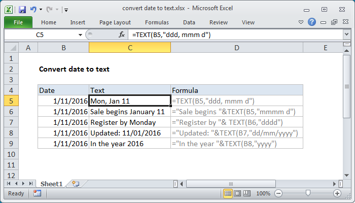 Excel Convert Date Formula To Text Catalog Library